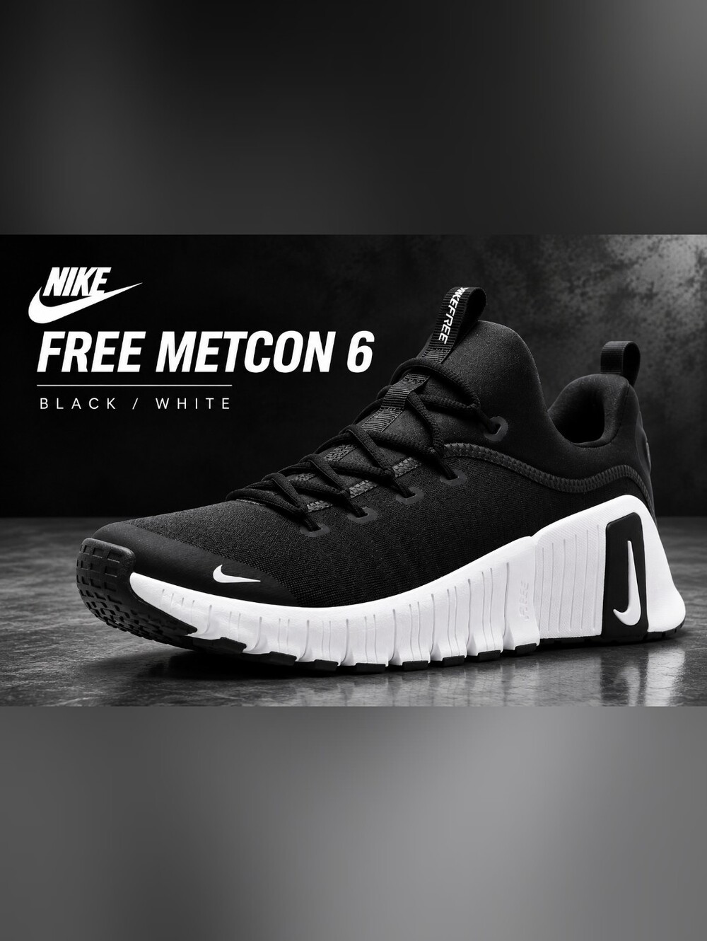 Nike Free Metcon 6 Black/White Men’s 10.5/Women 12 – FJ7127-001 – New